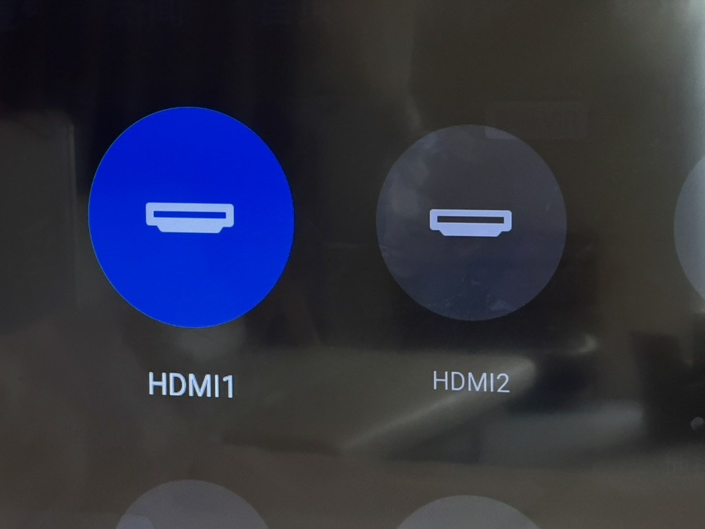 電視訊號源選單，HDMI1 與 HDMI2 選項